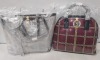 2 X BRAND NEW MIXED VERSACE JEANS COUTURE BAG LOT TO INCLUDE 1X VERSACE JEANS PRINT BAG IN WINE WITH SHOULDER STRAP SIZE - L-30CM - H-28CM - D13CM 1X VERSACE JEANS PRINTED BAG IN NAVY SIZE - L-30CM - H-30CM - D-13CM 9CLGS CODES AUTHENTICATED) - 2