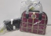2 X BRAND NEW MIXED VERSACE JEANS COUTURE BAG LOT TO INCLUDE 1X VERSACE JEANS PRINT BAG IN WINE WITH SHOULDER STRAP SIZE - L-30CM - H-28CM - D13CM 1X VERSACE JEANS PRINTED BAG IN BLACK - SIZE L-17CM - H-13CM - D-6CM (CLG CODES AUTHENTICATED) - 2