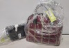 2 X BRAND NEW MIXED VERSACE JEANS COUTURE BAG LOT TO INCLUDE 1X VERSACE JEANS PRINT BAG IN WINE WITH SHOULDER STRAP SIZE - L-30CM - H-28CM - D13CM 1X VERSACE JEANS PRINTED BAG IN BLACK - SIZE L-17CM - H-13CM - D-6CM (CLG CODES AUTHENTICATED) - 2