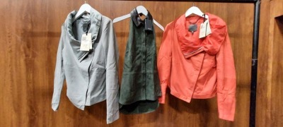 12 X PIECE BRAND NEW MIXED LOT TO INCLUDE 5X MUUBAA SINOIA DRAPE JACKET IN GREY - 3X MUUBAA DRAPE JACKETS IN RED - 2X MUUBAA EDEN SUPER MINI SHIFT DRESSES - 2X MUUBAA BELLANCA HALTER NECK SHIRTS IN GREEN ALL IN VARIOUS SIZES