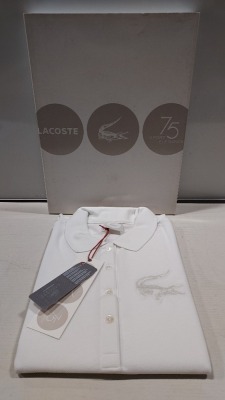 9 X BRAND NEW LACOSTE BOXED POLO SHIRTS IN WHITE SIZE EU 42