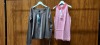 10 X PIECE MIXED BRAND NEW LACOSTE CLOTHING LOT TO INCLUDE 9 X LACOSTE STRIPED CONTRAST BUTTONED TANK TOPS IN PINK - 1X LACOSTE BROWN LONGSLEEVE WOMENS TOP ALL IN VARIOUS SIZES