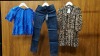 10 X PIECE BRAND NEW MIXED JUICY COUTURE CHILDREN'S CLOTHING LOT TO INCLUDE 2X NAVY MULTI PYJAMA SETS - 1 X SUMMER RAIN BLUE PANTS - 1X MIMI WINTER LEOPARD PRINT DRESS - 2X BRIGHT SAPHIRE TOPS ALL IN VARIOUS KIDS SIZES