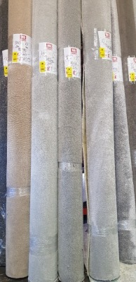 1 X PART ROLL OF HIGH QUALITY STAIN FREE - EXTRA HEAVY TIGHT STAIN FREE - TWIST PILE CARPET IN LIGHT GREY COLOUR APPROX 4 X 3 . 50 METER ROLL