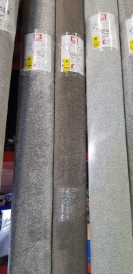 1 X PART ROLL OF HIGH QUALITY SUPER STAIN FREE - LUXURY PILE - HESSIAN BACKING CARPET IN GREY COLOUR APPROX 3.60 X 2.80 METER ROLL