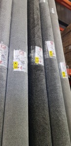 1 X PART ROLL OF HIGH QUALITY STAIN FREE - SUPER HEAVY SAXONY CARPET IN LIGHT GREY/ BLACK COLOUR APPROX 4 X 4 METER ROLL
