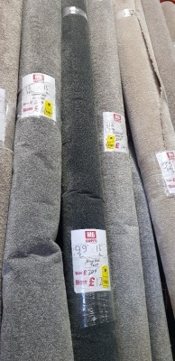 1 X PART ROLL OF HIGH QUALITY STAIN FREE - LUXURY TWIST CARPET IN LIGHT GREY COLOUR APPROX 3 X 4 METER ROLL