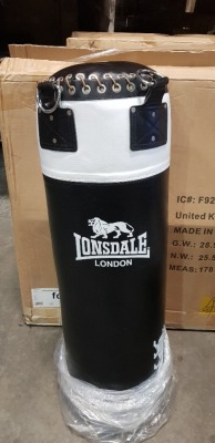 1 X BRAND NEW 4 FT LONSDALE LEATHER HEAVY BOXING BAG - IN BLACK AND WHITE - NO BOX -