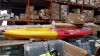 1 X GUL HAWKERS 2 PERSON KAYAK - IN RED AND ORANGE - INCLUDES 2 REMOVABLE COMFORT SEATS /4 X PADDLES / DRY SEAL HATCHES / PADDLE HOLDERS / ( SIZE : 380 CM LENGTH / BEAM 85CM / DEPTH 35 CM ) - 32KG ( MINOR SCRATCHES A;LL AROUND )