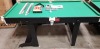 1 X RILEY 6 FOOT FOLDING SNOOKER TABLE ( BUILT ) - INCLUDES CUES / BALLS / CHALK / TRAINGLES/ BRUSH ( PLEASE NOTE SOME MINOR SCUFFS ON EDGES )