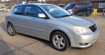 SILVER TOYOTA COROLLA T3 VVTI 3 DOOR HATCHBACK 1398CC FIRST REGISTERED 29/9/2003 REG: ML53EWC MILEAGE: 92575.1 KEY WITH V5 MOT UNTIL 13/6/2025 MILEAGE :