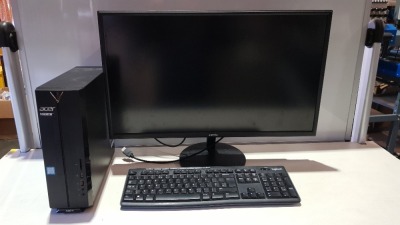 3 PIECE MIXED IT LOT CONTAINING 1 X ACER ASPIRE X ( XC-885 ) WINDOWS 10 HOME 64 -BIT / 9TH GEN INTEL CORE I3 PROCESSOR 9100 / INTEL GRAPHICS 630 / 4GB DDR4 MEMORY / 1 TB HARD DRIVE / 1 X LOGITECH WIRELESS KEYBOARD AND 1 X XENTRA 27 INCH LED MONITOR