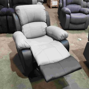1 X BRAND NEW GREY AND BLACK FAUX LEATHER RECLINER ARM CHAIR