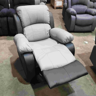 1 X BRAND NEW GREY AND BLACK FAUX LEATHER RECLINER ARM CHAIR