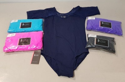 150 + BRAND NEW MIXED TAPPERS AND POINTERS LOT TO INCLUDE SHORT SLEEVED LACE FRONT LEOTARDS - SLEEVLESS PLAIN FRONT LONGER LENGTH SKIRT - LONG SLEEVE LACE FRONT LEOTARDS - ETC ALL IN VARIOUS SIZES