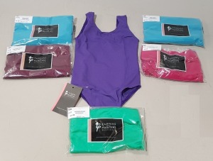 150 + BRAND NEW MIXED TAPPERS AND POINTERS LOT TO INCLUDE COTTON LYCRA X-OVER WRAP - SLEEVELESS LEOTARDS - LYCRA HEADBANDS - SHORT SLEEVE LEOTARDS - SLEEVELESS PLAIN LEOTARDS ETC ALL IN VARIOUS SIZES