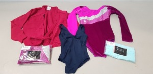 150 + BRAND NEW MIXED TAPPERS AND POINTERS LOT TO INCLUDE RED CARDIGANS - LONG SLEEVE GYMNASTIC LEOTARDS - SMOOTH VELVET MICRO SHORTS - PINK CARDIGANS - RED CARDIGANS ETC ALL IN VARIOUS SIZES