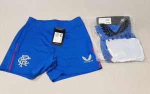 50 X BRAND NEW CASTORE RANGERS FC HOME SHORTS IN LAPIS BLUE SIZES JS-JM-JL-JXL