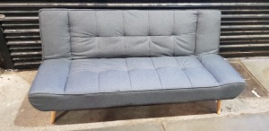 1 X BOXED HOME LIFE MONZA SOFA BED IN FABRIC GREY 185CM X91CM X 85CM RECLINED - 185CM X109CM X 42CM