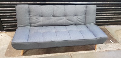 1 X BOXED HOME LIFE MONZA SOFA BED IN FABRIC GREY 185CM X91CM X 85CM RECLINED - 185CM X109CM X 42CM
