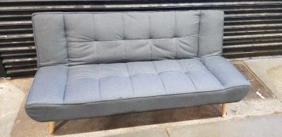 1 X BOXED HOME LIFE MONZA SOFA BED IN FABRIC GREY 185CM X91CM X 85CM RECLINED - 185CM X109CM X 42CM