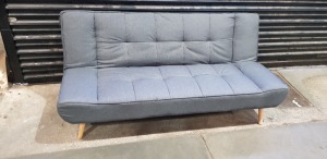 1 X BOXED HOME LIFE MONZA SOFA BED IN FABRIC GREY 185CM X91CM X 85CM RECLINED - 185CM X109CM X 42CM