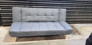 1 X BUILT HOME LIFE MONZA SOFA BED IN FABRIC GREY 185CM X91CM X 85CM RECLINED - 185CM X109CM X 42CM