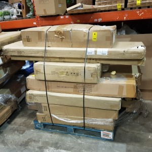 5 X PIECE MIXED FURNITURE LOT TO INCLUDE - HELENA MARBLE EFFECT DRESSING TABLE - TETBURY 3 DOOR WARDROBE - HL DISPLAY SHELF UNIT - LANCASTER COMBI UNIT IN GREY -CARLETON SINGLE BED IN PINK ETC (PLEASE NOTE CUSTOMER RETURN MAYBE ONLY PART BOXES)