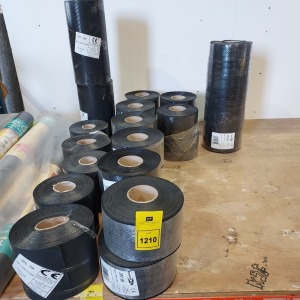 24 X BRAND NEW BOND IT DAMP PROOF COURSE ( DPC) IN VARIOUS SIZES TO INCLUDE 1 X DPC 450 - 450MM X 30 M X 0.5 MM ) 2 X DPC 300 - 300 MM X 30 M X 0.5 MM ) 5 X DPC 150 - 150 MM 30 M X 0.5 MM ) 16 X DPC 100 - 100 MM X 30 M X 0.5 MM )