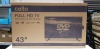 1 X BOXED CELLO 43 INCH FULL HD TV WITH BUILT IN DVD PLAYER - SNCB1322400497 - (PLEASE NOTE REFURBISHED GRADE A)