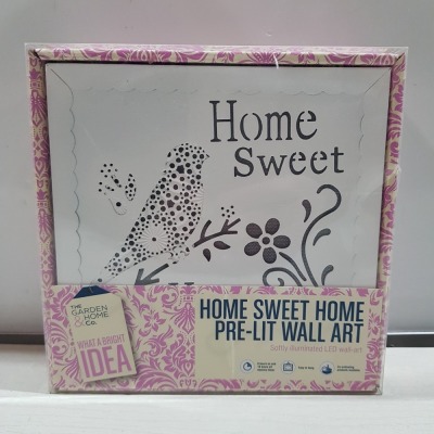 120 X BRAND NEW THE GARDMAN HOME CO. SWEET HOME PRE LIT LED WALL ART - RRP £4.99 IN 5 BOXES