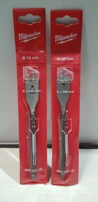 56 X BRAND NEW MILWAUKEE 18MM WOOD DRILL FLAT BITS