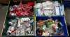 150+ PIECE BRAND NEW MIXED LOT TO INCLUDE VARIOUS FACE MASKS - KNITTING PINS IN VARIOUS SIZES - SAFETY STITCH HOLDERS - BUTTONS - SEWING BOBBINS - KNITTED FLOWERS - SEWING NEEDLES ETC IN 4 TRAYS