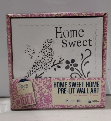 120 X BRAND NEW HOME SWEET HOME PRE LIT WALL ART IN 5 BOXES
