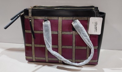 2 X BRAND NEW VERSACE JEANS PRINTED BAG IN WINE (E1VMBBV3) SIZE 35X28CM - (CLG CODE AUTHENTICATED)