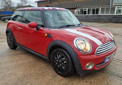 RED MINI FIRST, REG NO: FN60 LMY, ENGINE SIZE: 1598CC, FIRST REGISTERED: 01/09/2010, MILEAGE: 114,318 WITH V5, 2 KEYS, MOT UNTIL 15/12/2025,