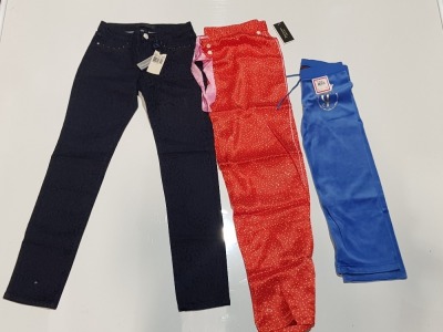 10 X PIECE BRAND NEW MIXED KIDS JUICY COUTURE CLOTHING LOT TO INCLUDE HEARTBREAKER PINK PANTS - PITCH BLACK PONTE CROP PANTS - GREY DENIM JEANS - LEOPARD PRINT PANTS ETC ALL IN VARIOUS SIZES