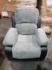 1 X HOME LIFE GREY AND BLACK FABRIC ELECTRIC RECLINER ARM CHAIR