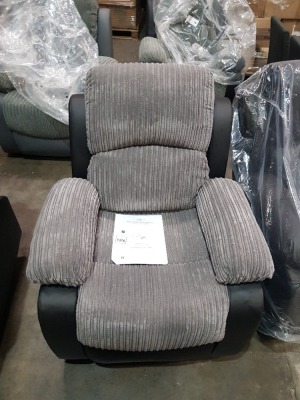 1 X HOME LIFE GREY BLACK FABRIC RECLINER ARM CHAIR