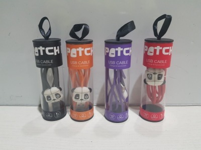 100 X BRAND NEW PATCH PANDA MICRO USB CABLE - SIZE 100CM IN VARIOUS COLOURS PURPLE , ORANGE , RED AND BLACK ( PICK LOOSE )