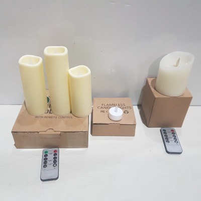 82 X BRAND NEW MIXED SIZE FLAMELESS CANDLE LIGHTS IN SIZE SMALL AND MEDIUM - BATTERY OPERATED