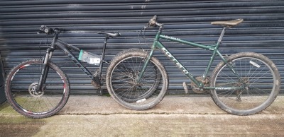 2 X CARRERA MOUNTAIN BIKES ONE IN BLACK SIZE 37CM WITH 8 GEARS , GREEN 52CM WITH 21 GEARS