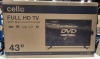1 X BOXED CELLO 43 INCH FULL HD TV WITH BUILT IN DVD PLAYER - SNCB772400495 - (GRADE A-)