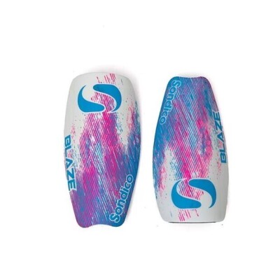60 X BRAND NEW SONDICO SHIN GUARDS IN WHITE/PINK/BLUE IN ADULTS SIZE IN ONE BOX