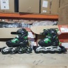4 X BRAND NEW LOT CONTAINING KIDS ROCES ROLLER BLADES 3 IN BLACK/GREEN IN SIZE EU 30-35 AND 1 IN WHITE/PINK IN SIZED 30-35