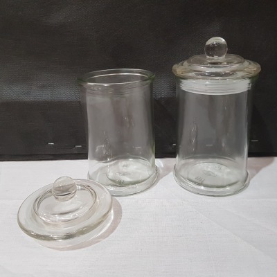 192 X BRAND NEW TALL GLASS JARS IN SIZE H15 X D8CM IN 4 BOXES - BON BON STYLE / HERMETIC SEALED LID