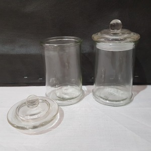 192 X BRAND NEW TALL GLASS JARS IN SIZE H15 X D8CM IN 4 BOXES - BON BON STYLE / HERMETIC SEALED LID