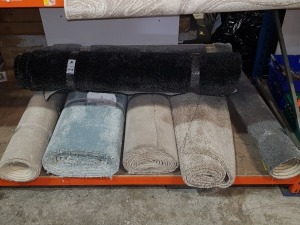 7 X MIXED ROLLS OF CARPETS IN VARIOUS COLOURS AND SIZES