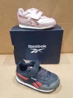 20 X BRAND NEW MIXED REEBOK KIDS TRAINERS IN VARIOUS STYLES IE: 7 X ENERGYLUX 2 SHOES IN MAROON IN SIZE USA 6 , 4 X ROYAL CLASSIC JOGG IN PINK IN SIZE USA 5.5 , 4 X ROYAL CLASSIC JOGG COLL IN NAVY/RED AND GREY IN SIZE USA 4 , 3 X ROYAL CLASSIC JOGG IN