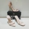 15 X MIXED MISSGUIDED WOMENS SHOES CONTAINING MID ILLUSION HEEL CLEAR SANDALS IN CLEAR, POINTED TOE PATENT BARELY THERE IN NUDE , PERSPEX SQUARE TOE WEDGE HEEL IN NUDE , SQUARE TOE PATENT HEELED SANDAL IN SAND ETC ALL IN SIZE 5 (NOTE - SOME HAVE SECURITY